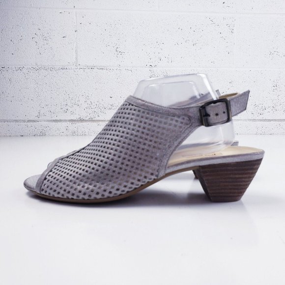 Paul Green Women's Lois Perforated Slingback Sandals Gray Leather Size US 10 - Picture 2 of 9